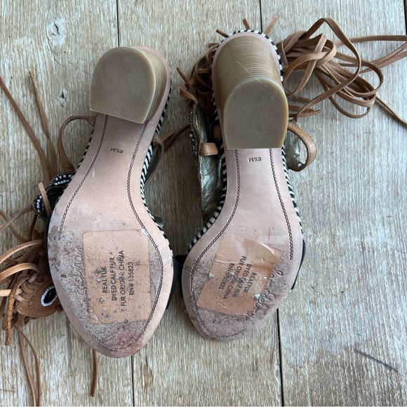 Sam Edelman Sandals Yates Tribal Beaded Wraparound High Heel Black & Soft Saddle - Picture 14 of 16